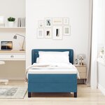 Lit à ressorts avec matelas vidaXL Bleu foncé 90x200 cm Velours