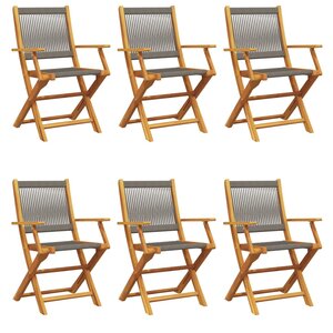 vidaXL Chaises de jardin pliables lot de 6 gris bois d'acacia massif