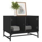 vidaXL Table basse avec portes en verre noir 68 5x50x50 cm