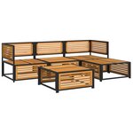 vidaXL Salon de jardin avec coussins 5 Pièces Bois d'acacia solide