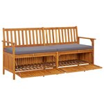 vidaXL Banc de rangement avec coussin 170 cm Bois d'acacia solide