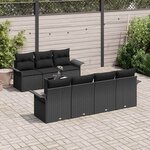 vidaXL Ensemble de canapé de jardin avec coussin 8 Pièces Noir polyrotin