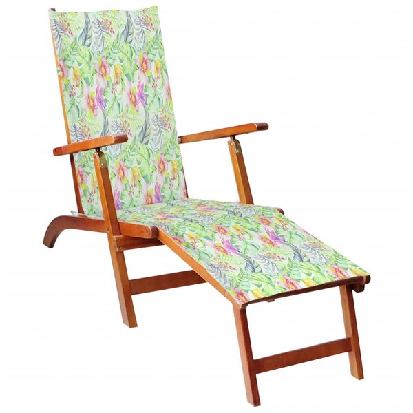 vidaXL Chaise de terrasse avec repose-pied et coussin Acacia solide