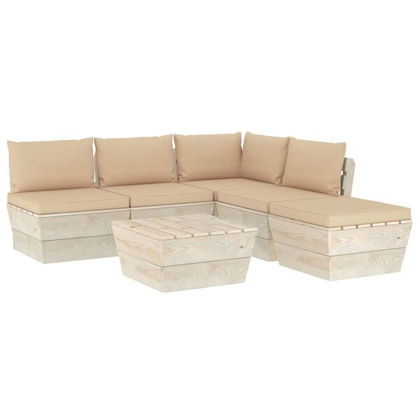 vidaXL Salon de jardin palette 6 Pièces avec coussins Épicéa imprégné