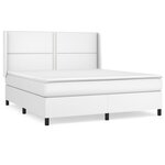 vidaXL Sommier à lattes de lit avec matelas Blanc 180x200cm Similicuir