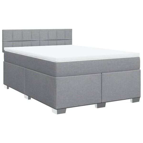 vidaXL Sommier à lattes de lit avec matelas Gris clair 140x190cm Tissu