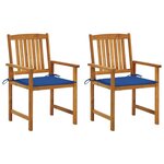 vidaXL Chaises de jardin avec coussins lot de 2 Bois d'acacia massif