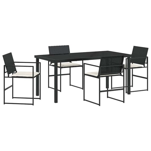 vidaXL Ensemble de salle à manger pour jardin 5 Pièces Noir et Crème