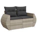 vidaXL Salon de jardin avec coussins 7 Pièces gris clair résine tressée