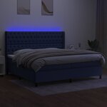 vidaXL Sommier à lattes de lit matelas et LED Bleu 200x200 cm Tissu