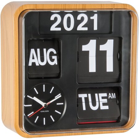 Horloge en plastique mini flip 24.5 cm bambou