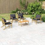 vidaXL Salon de jardin 5 Pièces avec coussins gris foncé bambou