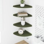 vidaXL Étagère flottante avec étagère 4 Pièces Vert olive 24 x 24 x 2 cm