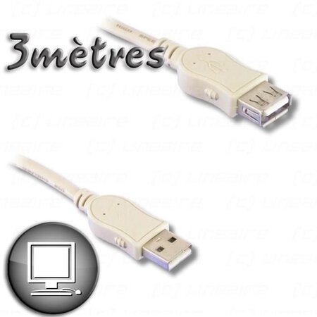 Câble Rallonge USB 2.0 A mâle / A femelle 3m