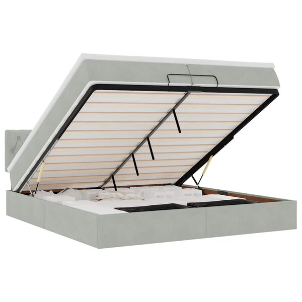 vidaXL Cadre de lit ottoman avec matelas gris clair 200x200 cm velours