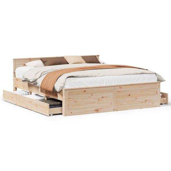 vidaXL Cadre de lit sans matelas avec tête de lit 180x200 cm bois pin