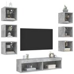 vidaXL Unités murales TV avec LED 8 Pièces gris béton bois d'ingénierie