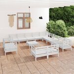 vidaXL Salon de jardin 14 Pièces Bois de pin massif Blanc