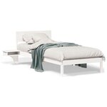 vidaXL Cadre de lit avec tables de chevet Blanc Bois massif en pin