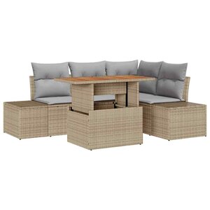 vidaXL Ensemble de canapé de jardin avec coussin 5 Pièces Beige et gris