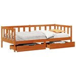 vidaXL Lit d'appoint avec tiroir 3 Pièces Cire marron Bois de Pin Massif