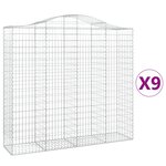 vidaXL Paniers à gabions arqués 9 Pièces 200x50x180/200 cm Fer galvanisé