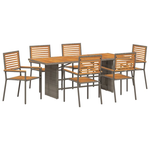 vidaXL Ensemble de salle à manger pour jardin 7 Pièces Gris