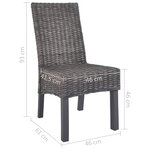 vidaXL Chaises à manger lot de 4 marron rotin Kubu et bois de manguier