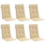 vidaXL Coussins de chaise à dossier haut lot de 6 beige mélangé tissu