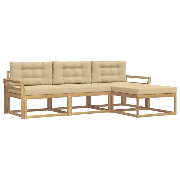 vidaXL Ensemble de canapés d'extérieur 4 pc Blanc et Beige Polyester