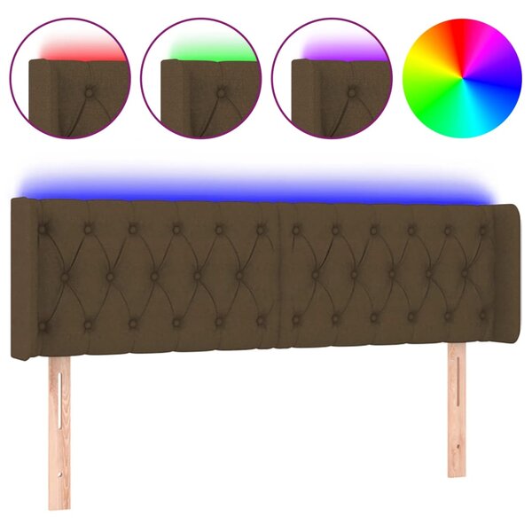 vidaXL Tête de lit à LED Marron foncé 163x16x78/88 cm Tissu