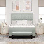 vidaXL Lit à ressorts avec Matelas & Banc Gris Clair 160x200 cm Velours
