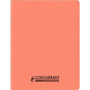 Cahier piqûre 32 pages  seyès 2 5 mm 90 g  couverture polypropylène rouge CONQUERANT