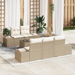 vidaXL Ensemble de Canapé de Jardin 6 pièces avec Coussins Beige Rattan