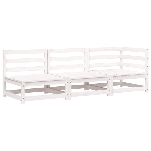 vidaXL Canapé de jardin 3 places blanc bois de pin massif