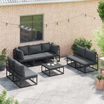 vidaXL Ensemble de canapé de jardin 7 pc Noir Aluminium