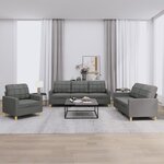 vidaXL Ensemble de canapés 3 Pièces avec coussins Gris foncé Tissu