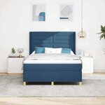 vidaXL Lit à ressorts avec matelas Bleu 140 x 200 cm tissu