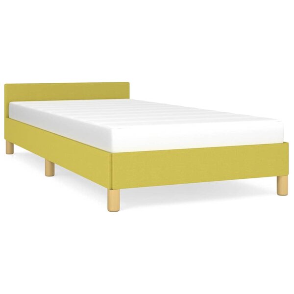 vidaXL Cadre de lit avec tête de lit sans matelas vert 90x190 cm tissu