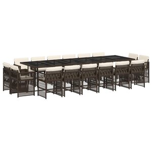 vidaXL Ensemble à manger de jardin et coussins 17 Pièces marron rotin