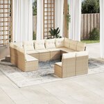 vidaXL Salon de jardin 11 Pièces avec coussins beige résine tressée