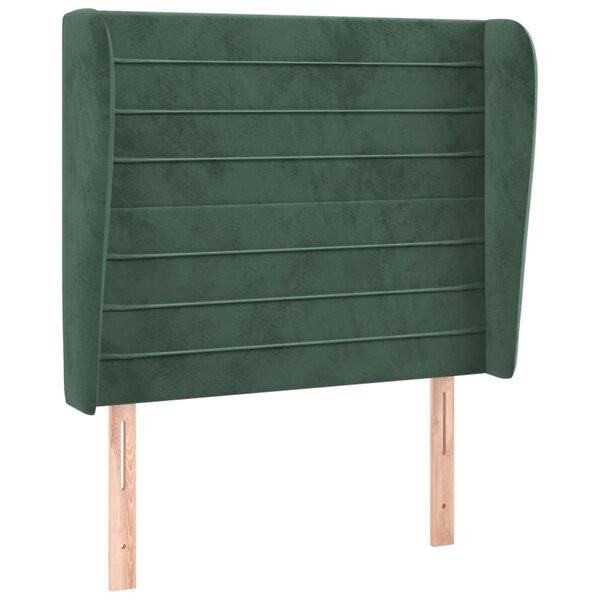 vidaXL Tête de lit avec oreilles Vert foncé 83x23x118/128 cm Velours