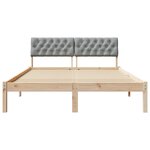 vidaXL Cadre de lit avec tête de lit Marron et gris clair 135 x 190 cm