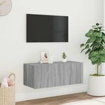 vidaXL Meuble TV mural avec lumières LED sonoma gris 80x35x31 cm