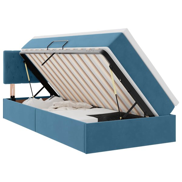 vidaXL Lit de Rangement Bleu foncé 90 x 190 cm Velours