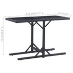 vidaXL Table de jardin Noir 110x53x72 cm Verre et résine tressée