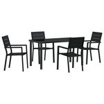 vidaXL Ensemble de salle à manger pour jardin 5 Pièces Noir HDPE
