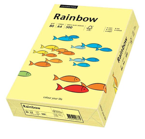 Ramette de 500 feuilles papier multifonction Rainbow A4 80 g Jaune clair PAPYRUS