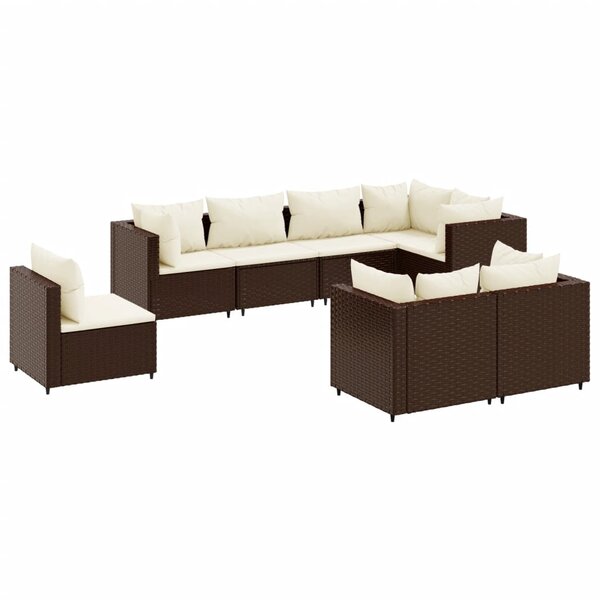 vidaXL Salon de jardin avec coussins 8 Pièces marron résine tressée