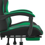 vidaXL Chaise de jeu pivotante et repose-pied Noir et vert Similicuir